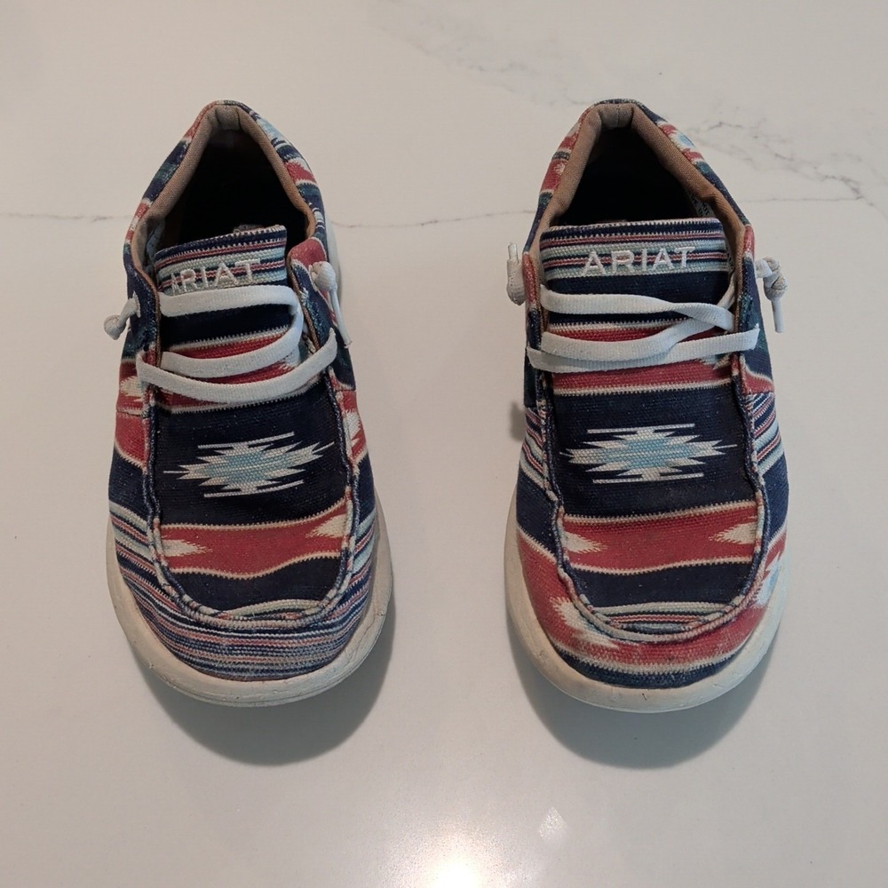 Ariat Hilo Red Serape Aztec Women's Slip-On Shoes, Size 7, Red/White/Blue